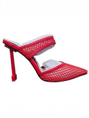 Jessica Rich Red Ysabelle Stiletto Pointed Fishnet Mesh Toe Pump  Sz EU 40 US 10